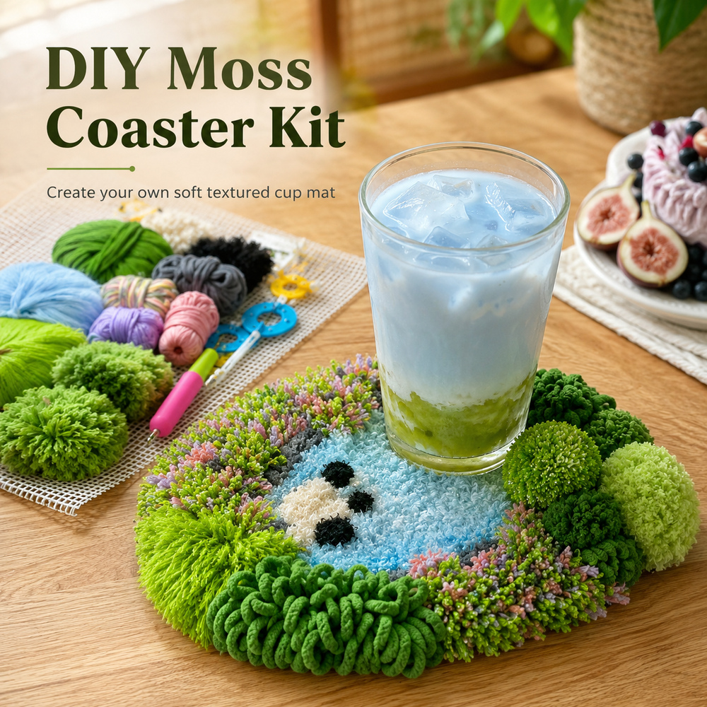 DIY Moss Pond Coaster Kit – Handmade Tufted Cup Mat Craft Set - Moss Mend