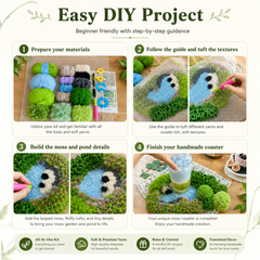 DIY Moss Pond Coaster Kit – Handmade Tufted Cup Mat Craft Set - Moss Mend