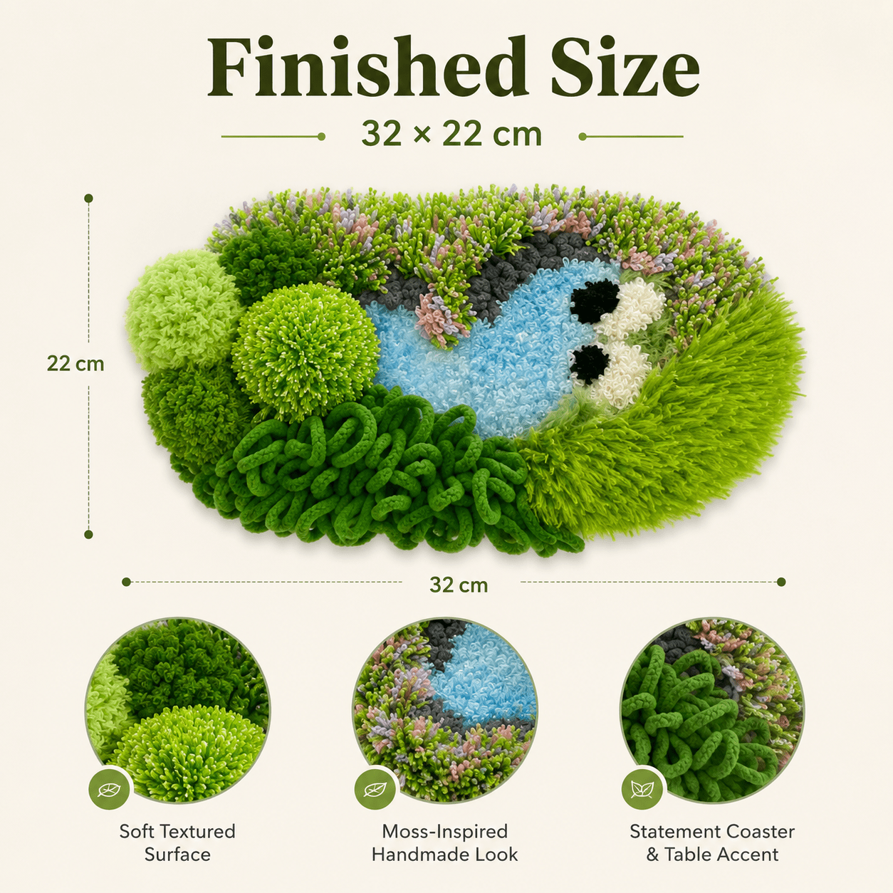 DIY Moss Pond Coaster Kit – Handmade Tufted Cup Mat Craft Set - Moss Mend