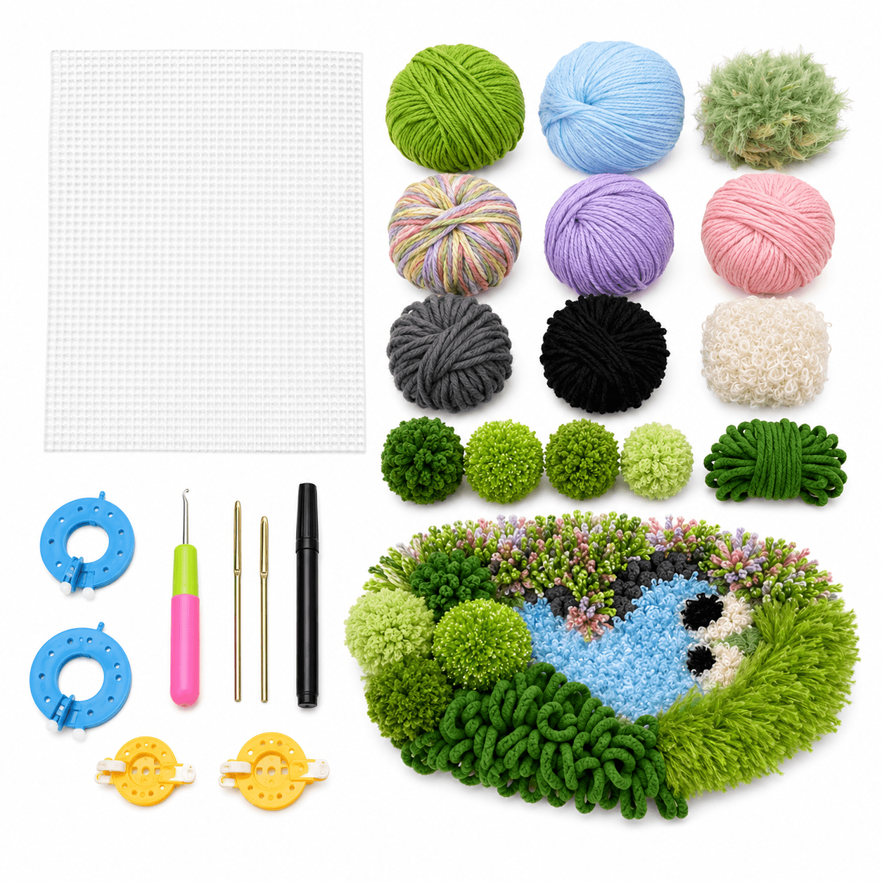 DIY Moss Pond Coaster Kit – Handmade Tufted Cup Mat Craft Set - Moss Mend