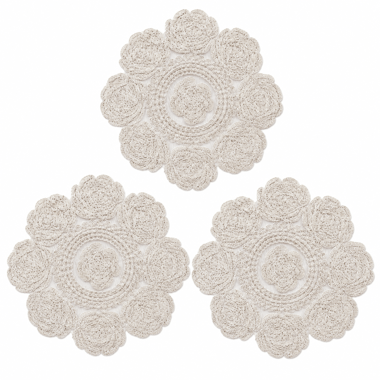 Ivory Floral Embroidered Hot Pad & Table Mat - Moss Mend