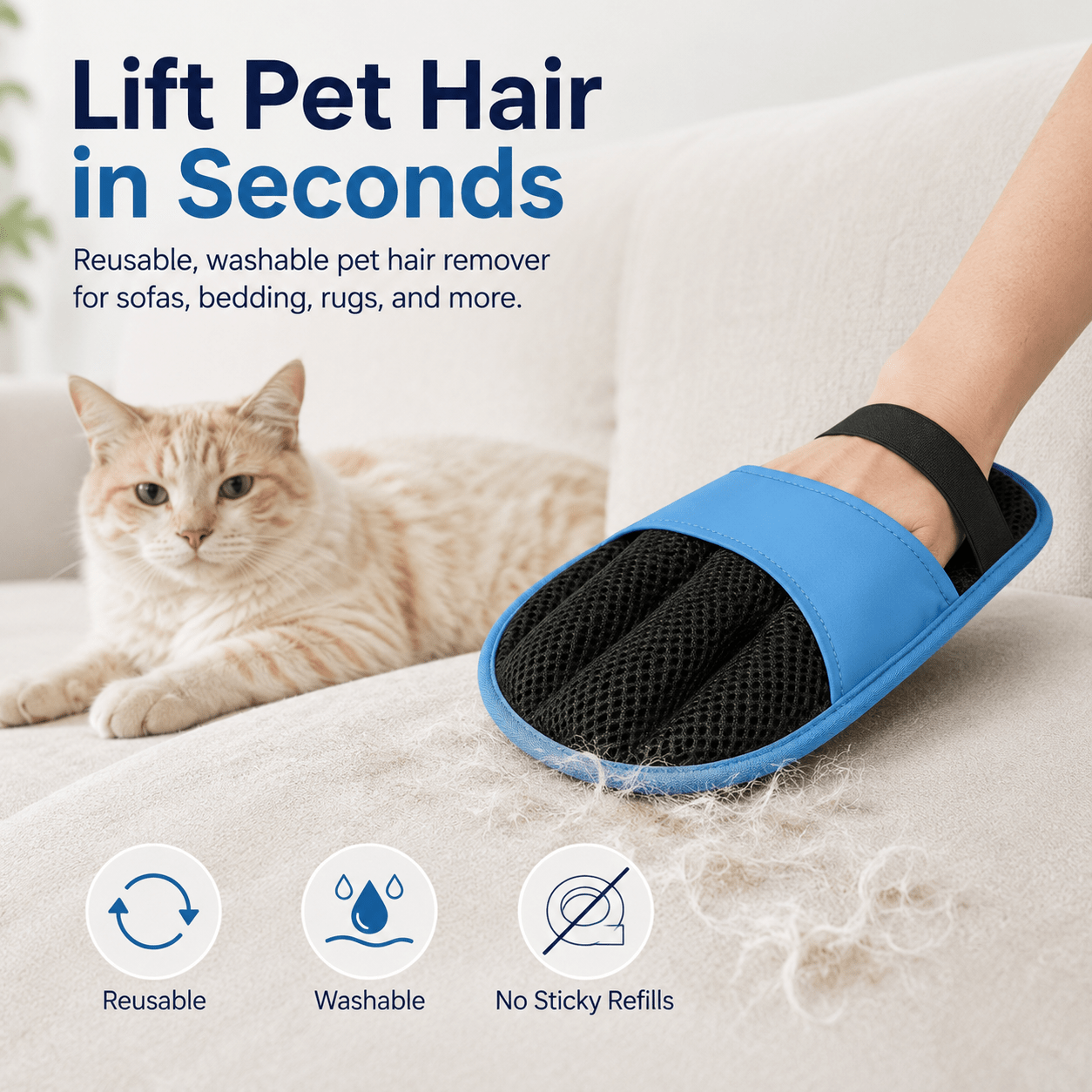 MossMend Reusable Pet Hair Remover Glove - Moss Mend