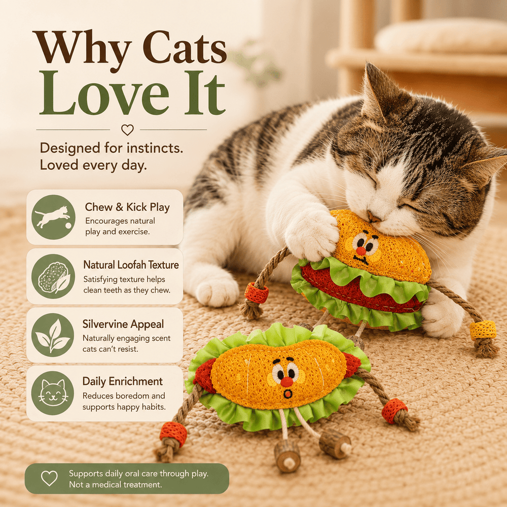 Natural Loofah Cat Dental Chew Toy with Silvervine - Moss Mend