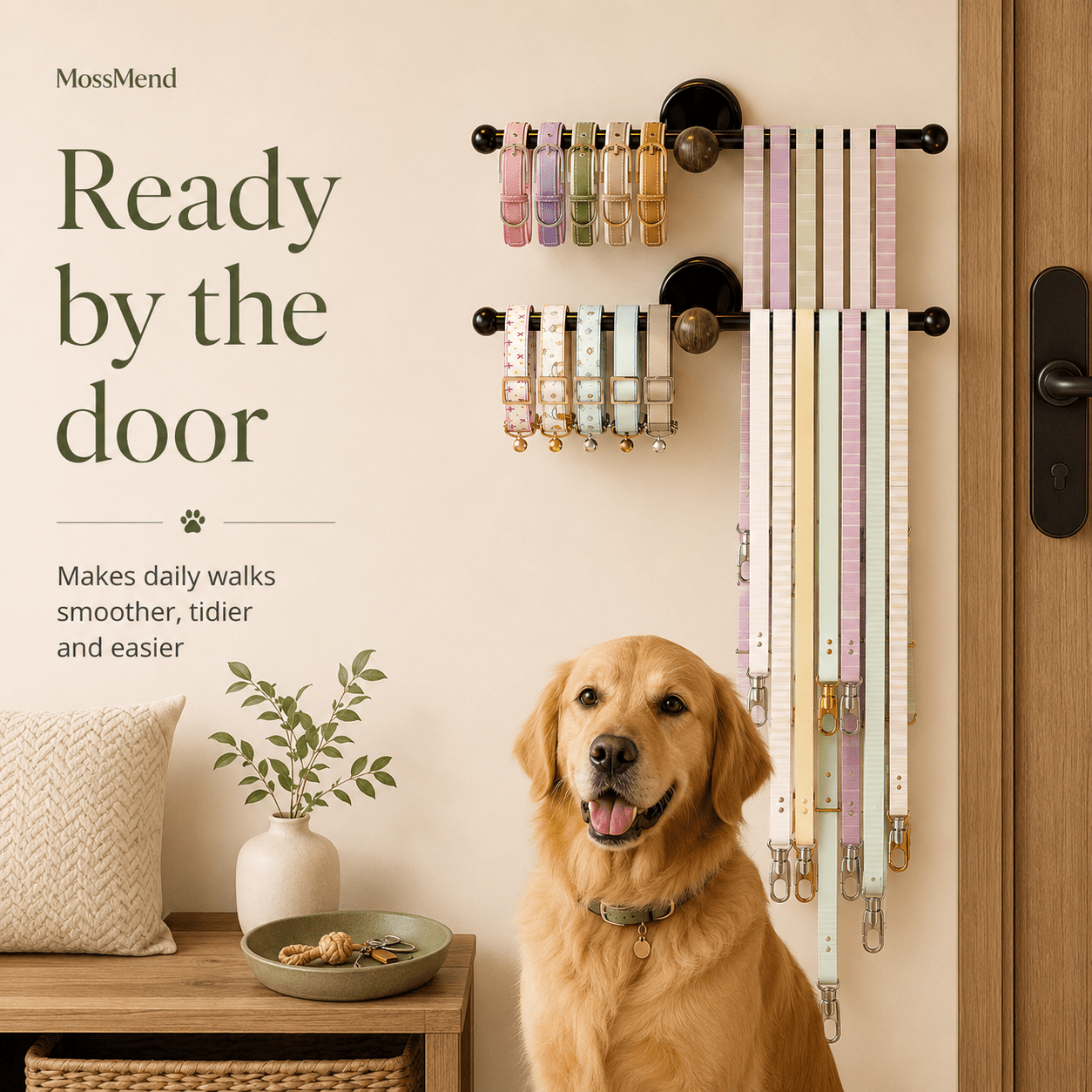 PawNest Pet Leash & Collar Organizer - Moss Mend