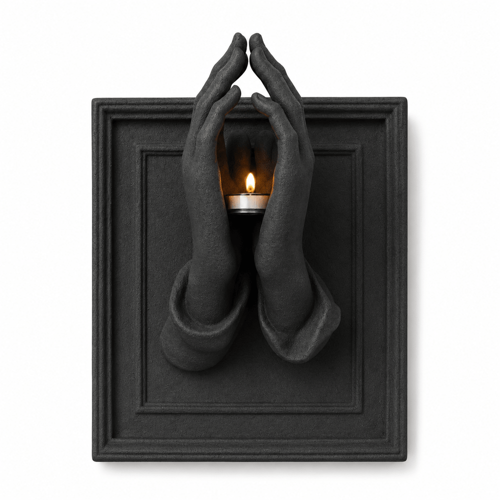 Praying Hands Tealight Candle Holder Wall Decor - Moss Mend