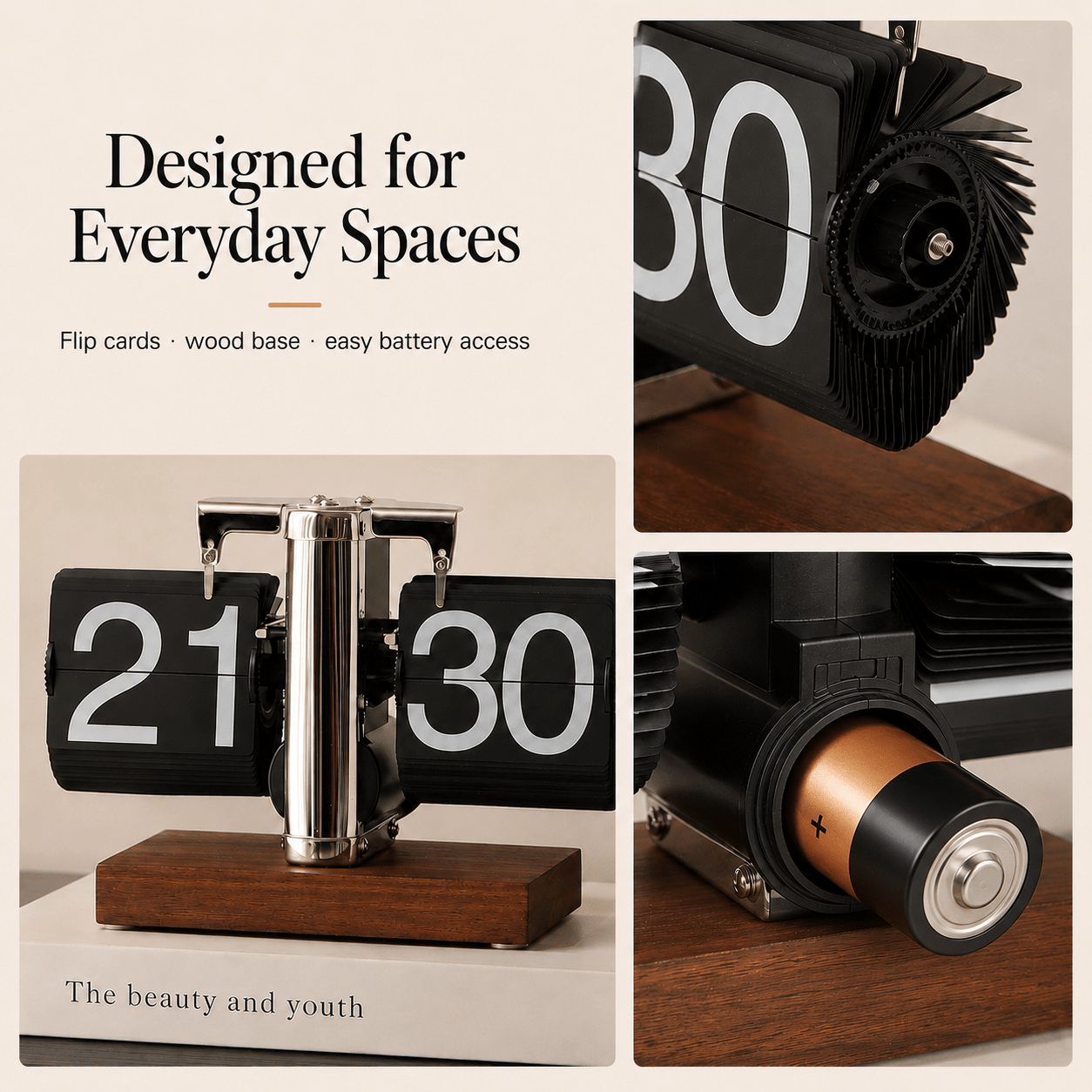 StillTime 24-Hour Flip Desk Clock - Moss Mend