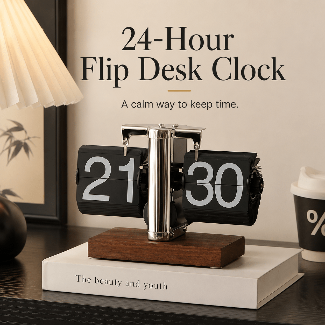 StillTime 24-Hour Flip Desk Clock - Moss Mend