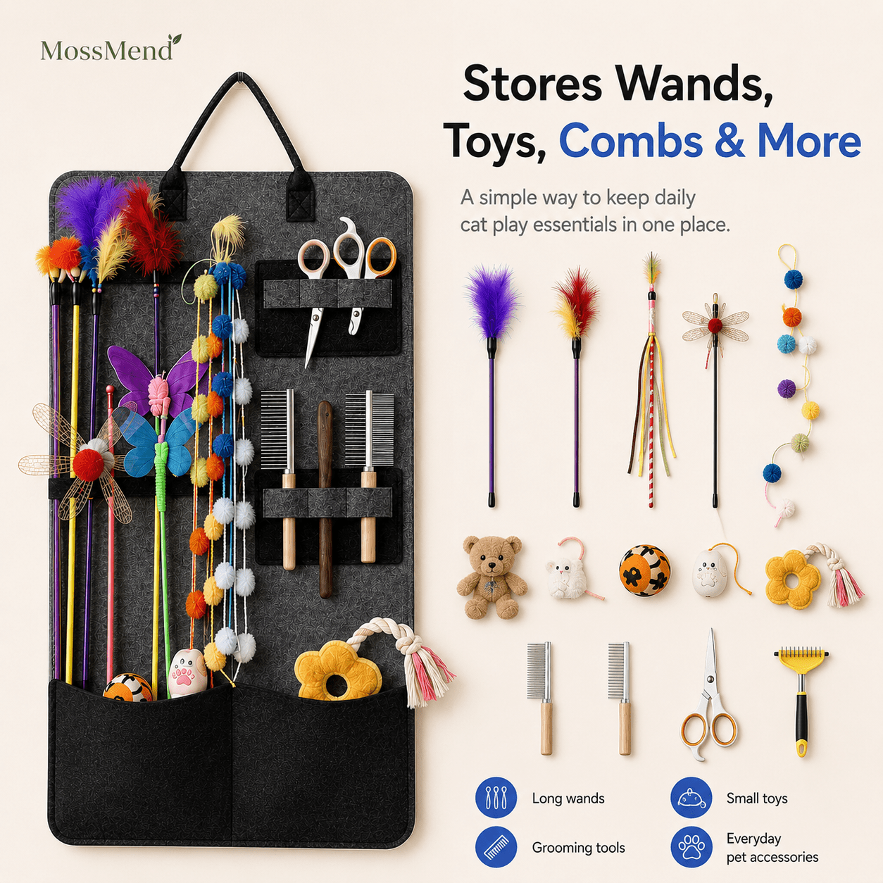 TidyTail Cat Wand Organizer - Moss Mend