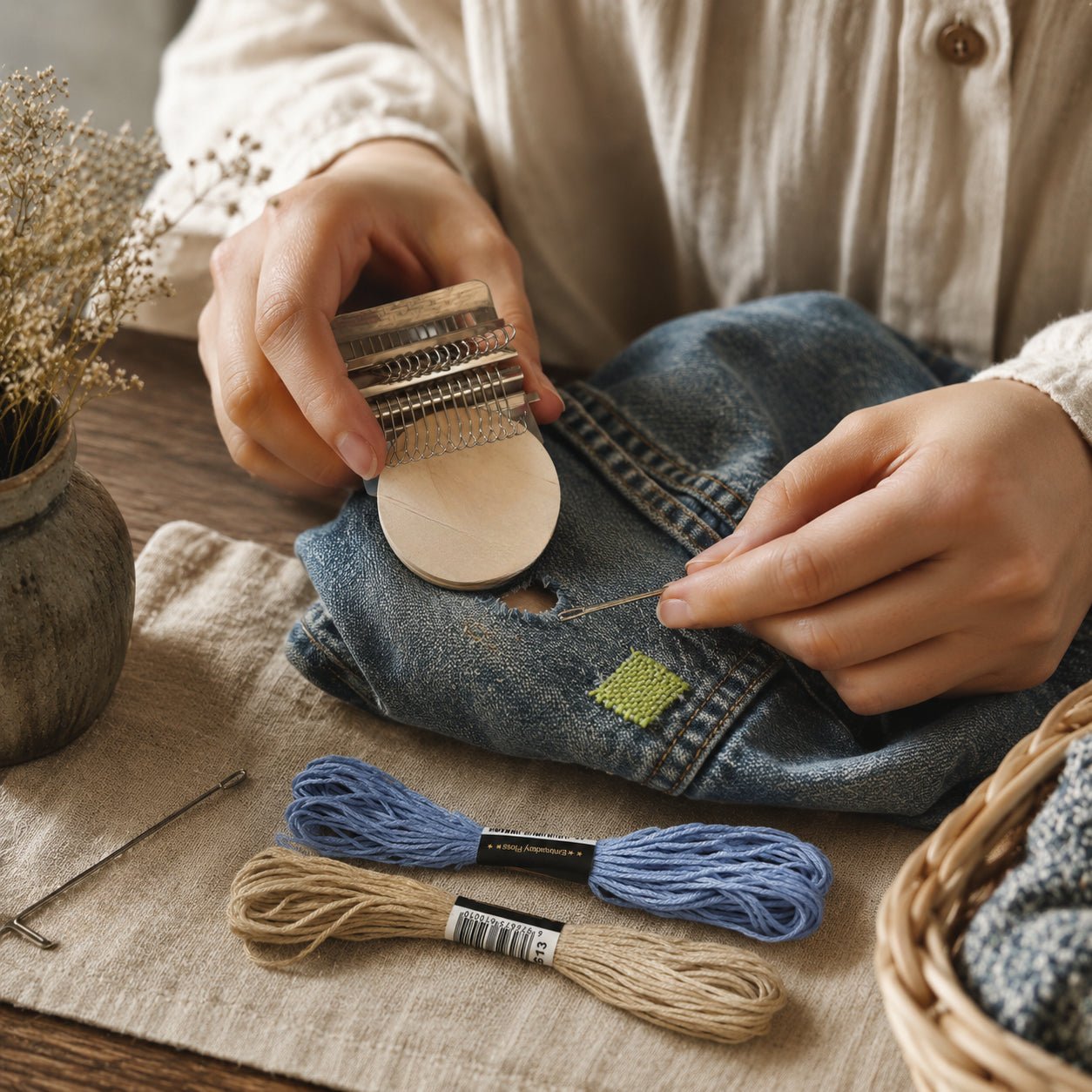 Turn torn clothes into wearable art - Moss Mend